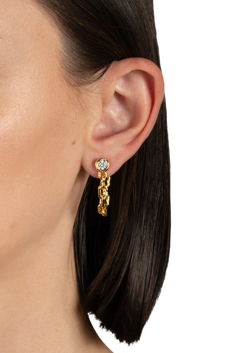 Alexis Bittar Asterales Link Cubic Zirconia Drop Earrings, Alternate, color, Gold Stones