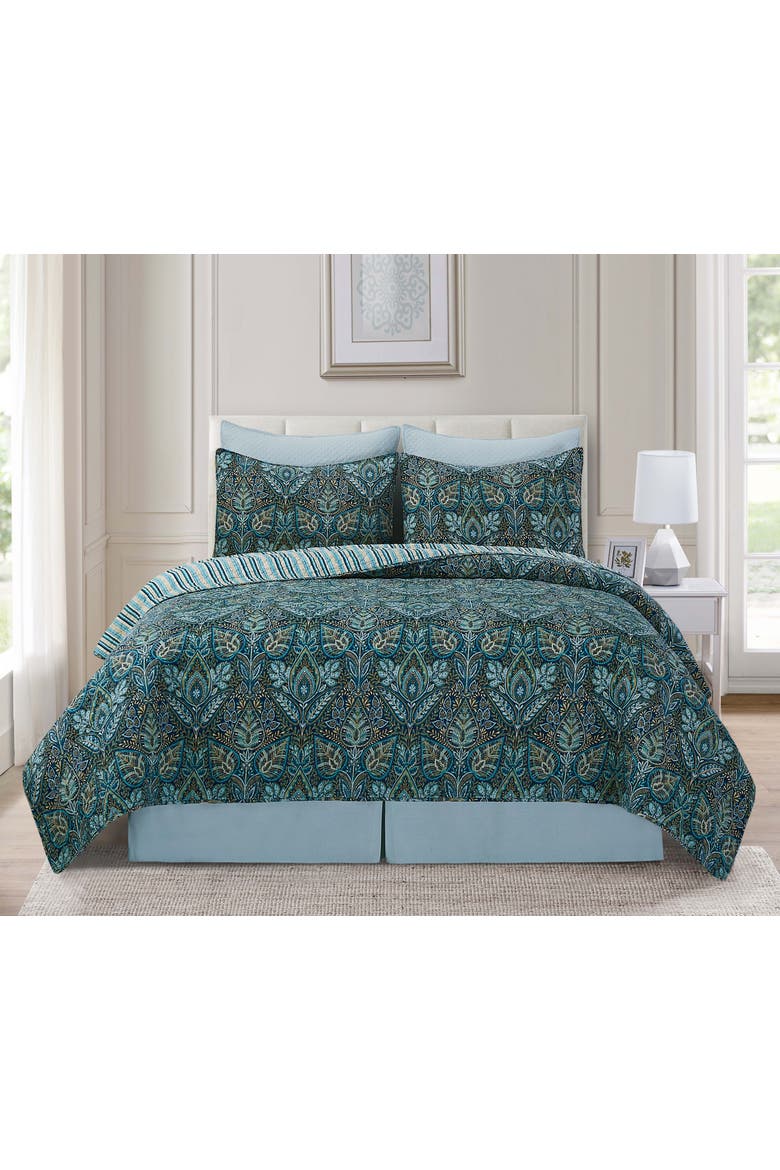 Bailey Blue Quilt Bedding Collection, Alternate, color, Green