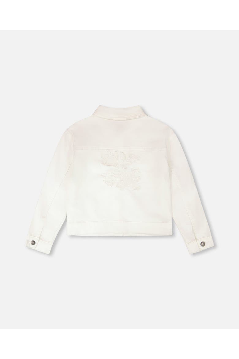 Embroidery Flower Denim Jacket, Alternate, color, White