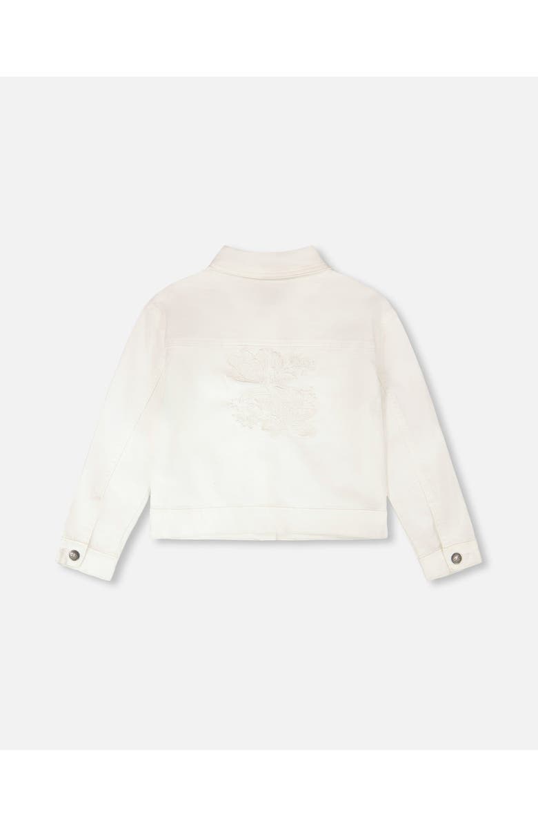 Deux par Deux Embroidery Flower Denim Jacket, Alternate, color, White
