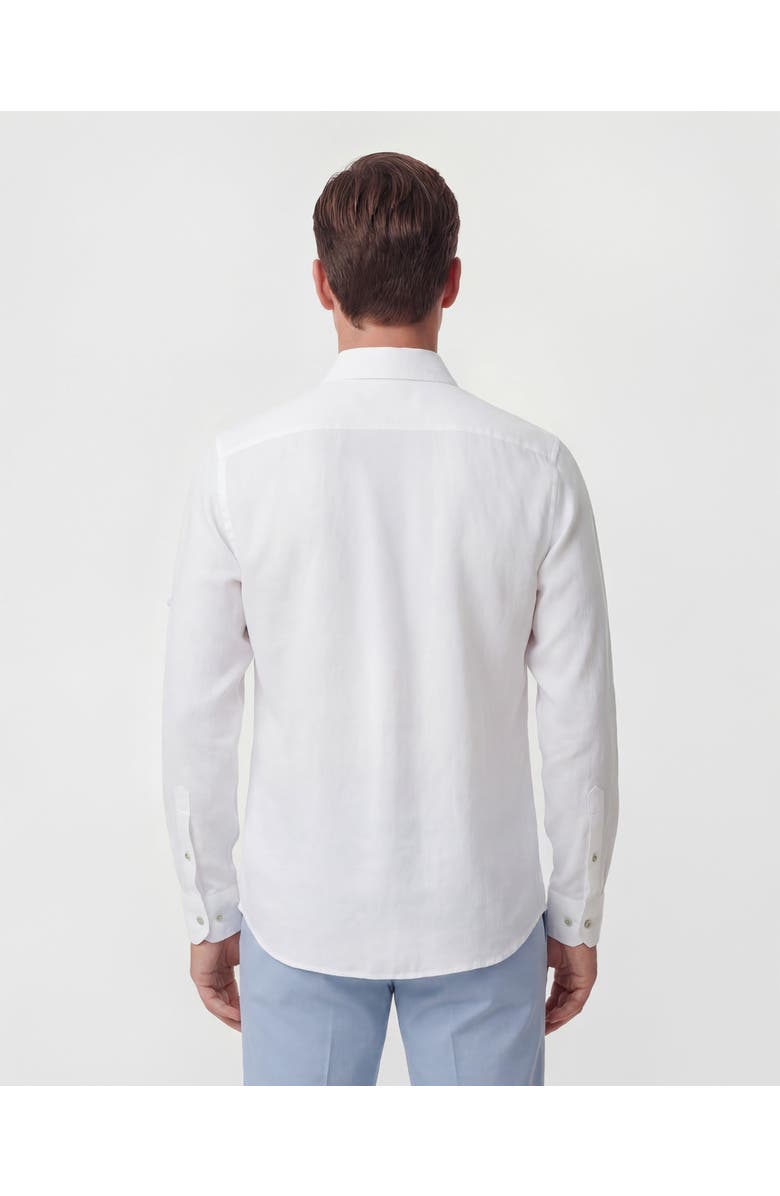 Lords of Harlech Uomo Solid Long Sleeve Fine Linen Shirt, Alternate, color, Laurent White