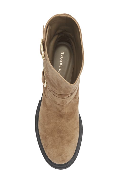 Stuart Weitzman Soho Moto Bootie In Brown