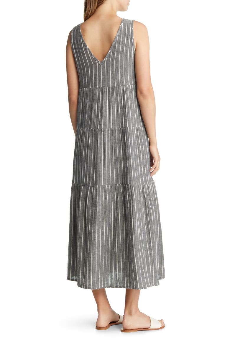 Marine Layer Corinne Stripe Tiered Cotton Gauze Maxi Dress, Alternate, color,