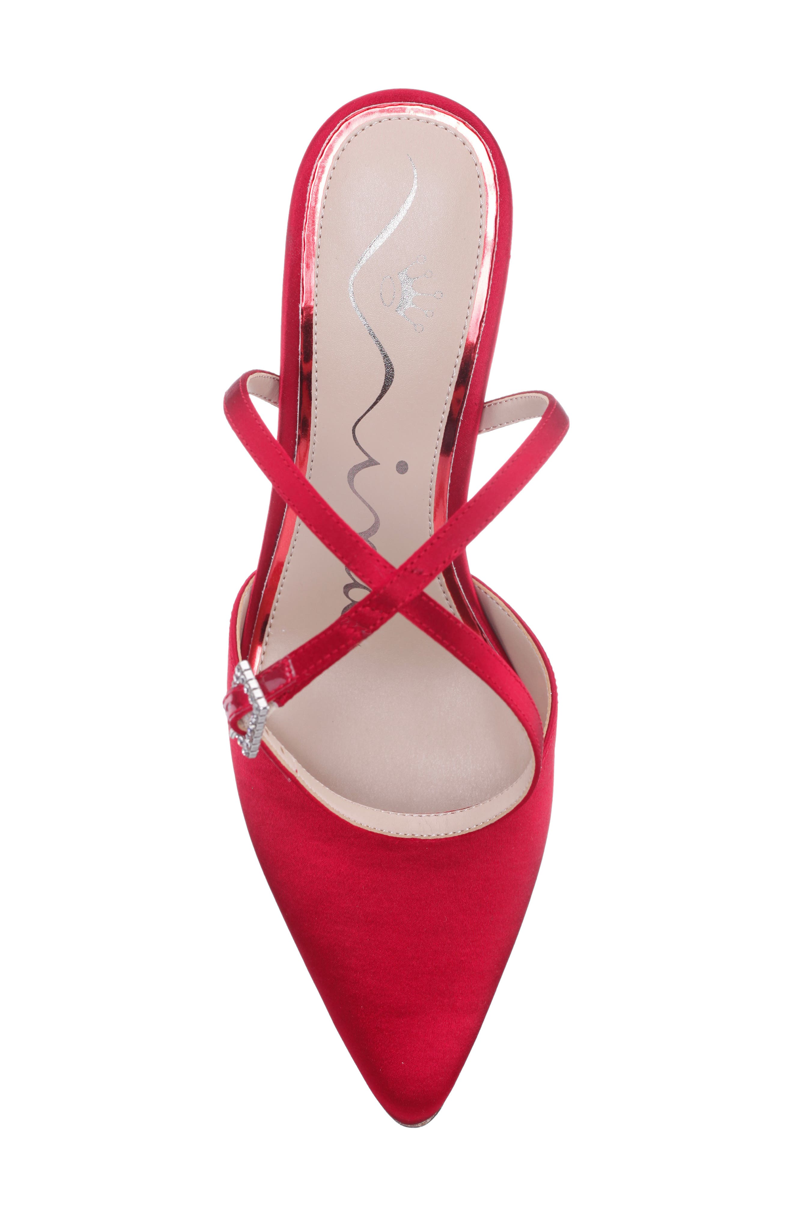 Nasha Ankle Strap Pointed Toe Pump, Alternate, color, RED