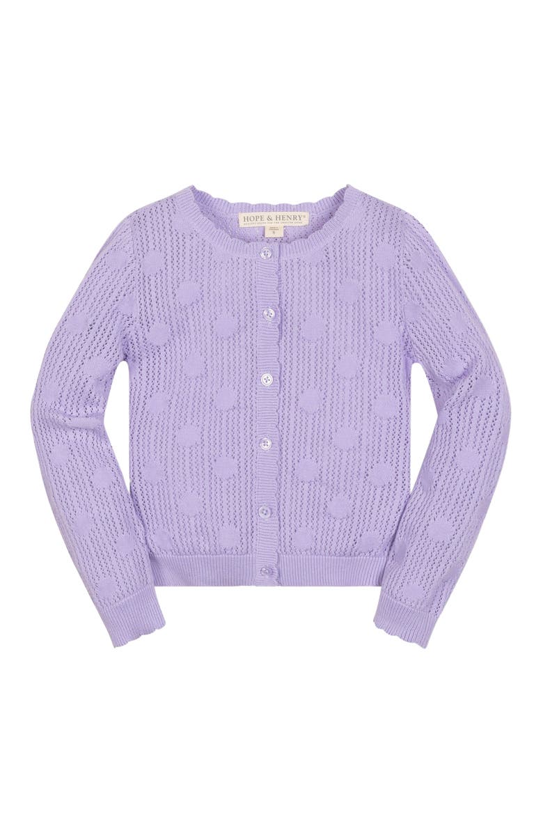 Hope & Henry Girls' Organic Scallop Edge Cardigan, Kids, Alternate, color,