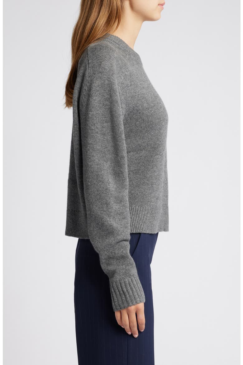 Cashmere Crewneck Crop Sweater, Alternate, color, LIGHT CHARCOAL