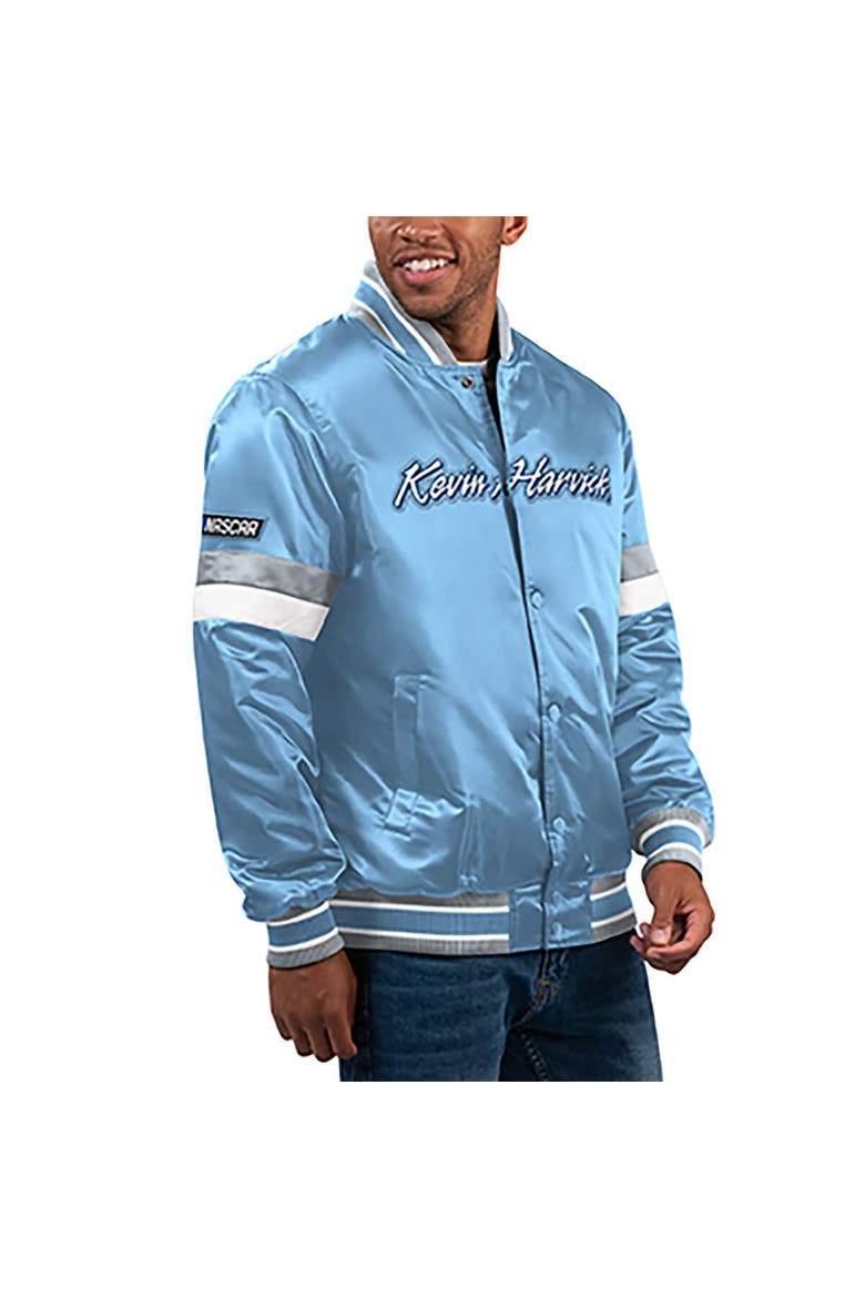 Men's Starter  Light Blue Kevin Harvick Home Game Full-Snap Varsity Jacket, Main, color, Light Blue