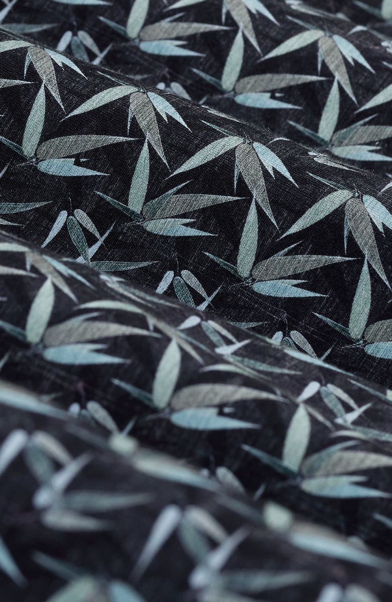 Bugatchi Miles OoohCotton<sup>®</sup> Leaf Print Short Sleeve Button-Up Shirt, Alternate, color, Khaki