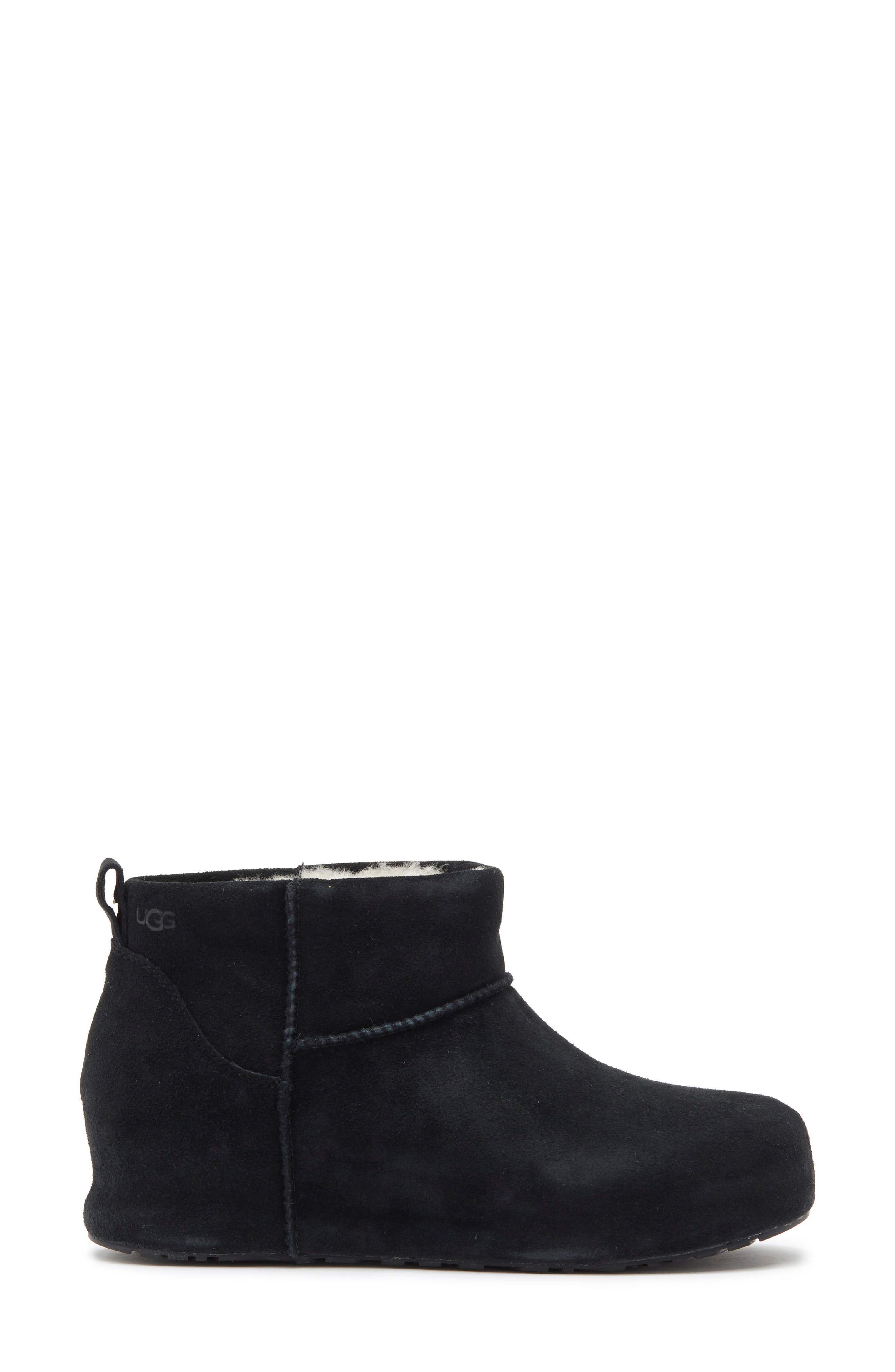 Classic Mini Enwrap Genuine Shearling Leather Boot, Alternate, color, BLACK