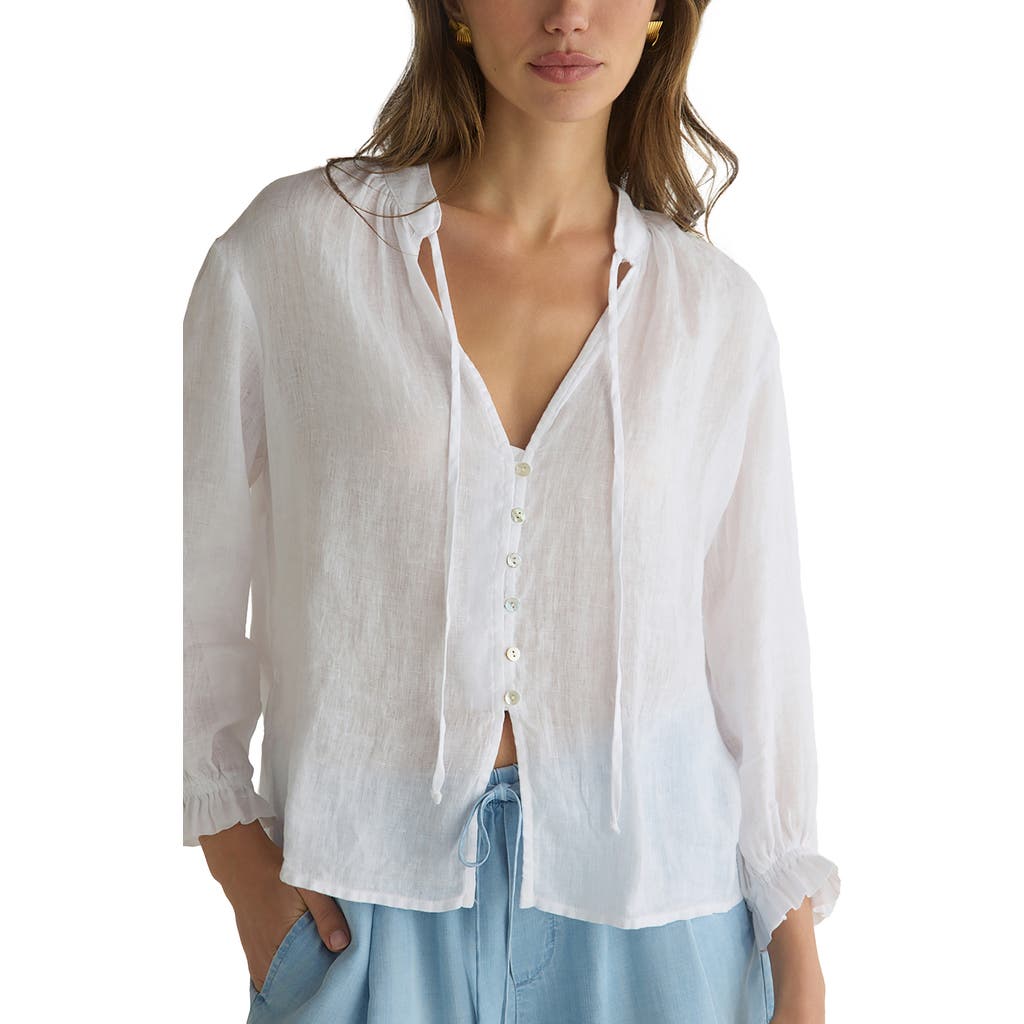 Shop Bella Dahl Linen Split Neck Button-up Shirt