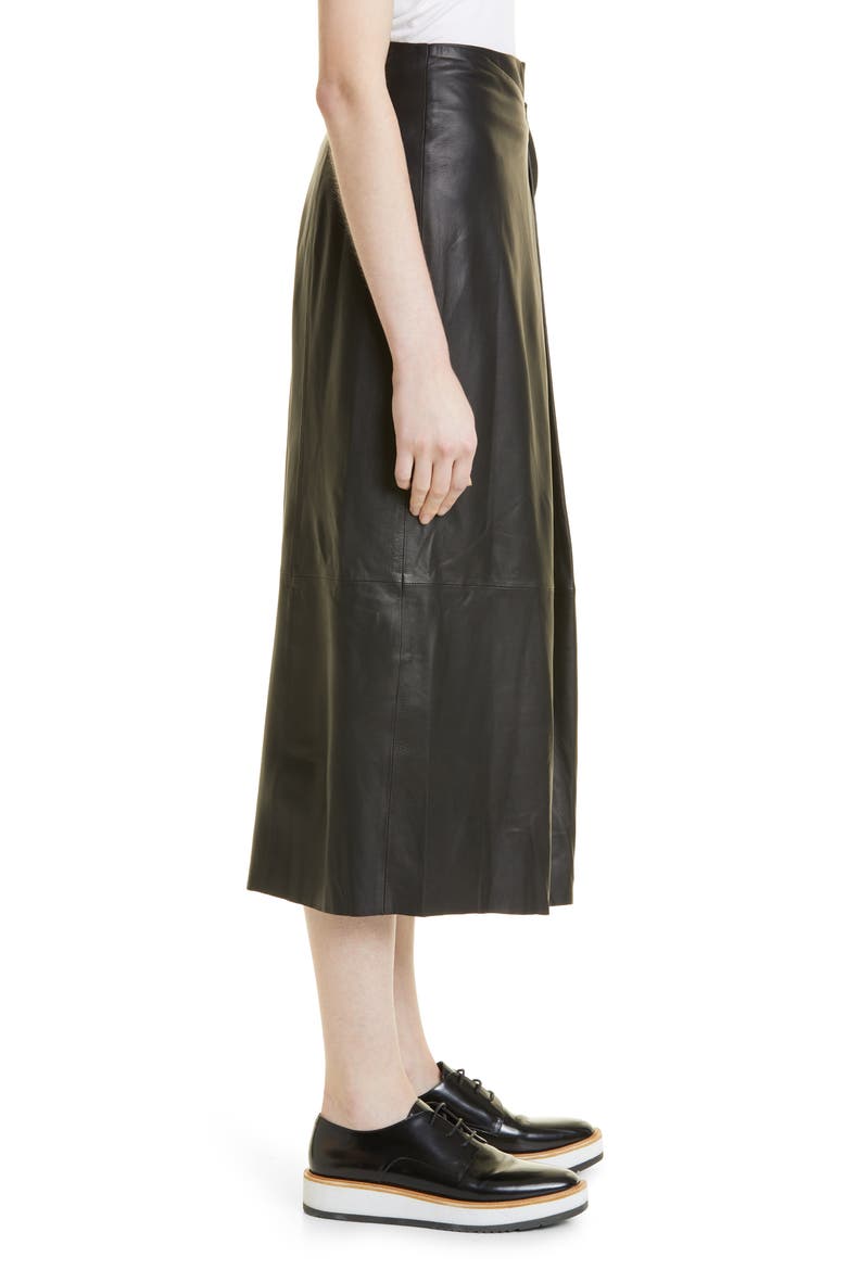 Wavy Buckle Leather Midi Skirt, Alternate, color, 001BLK-BLACK