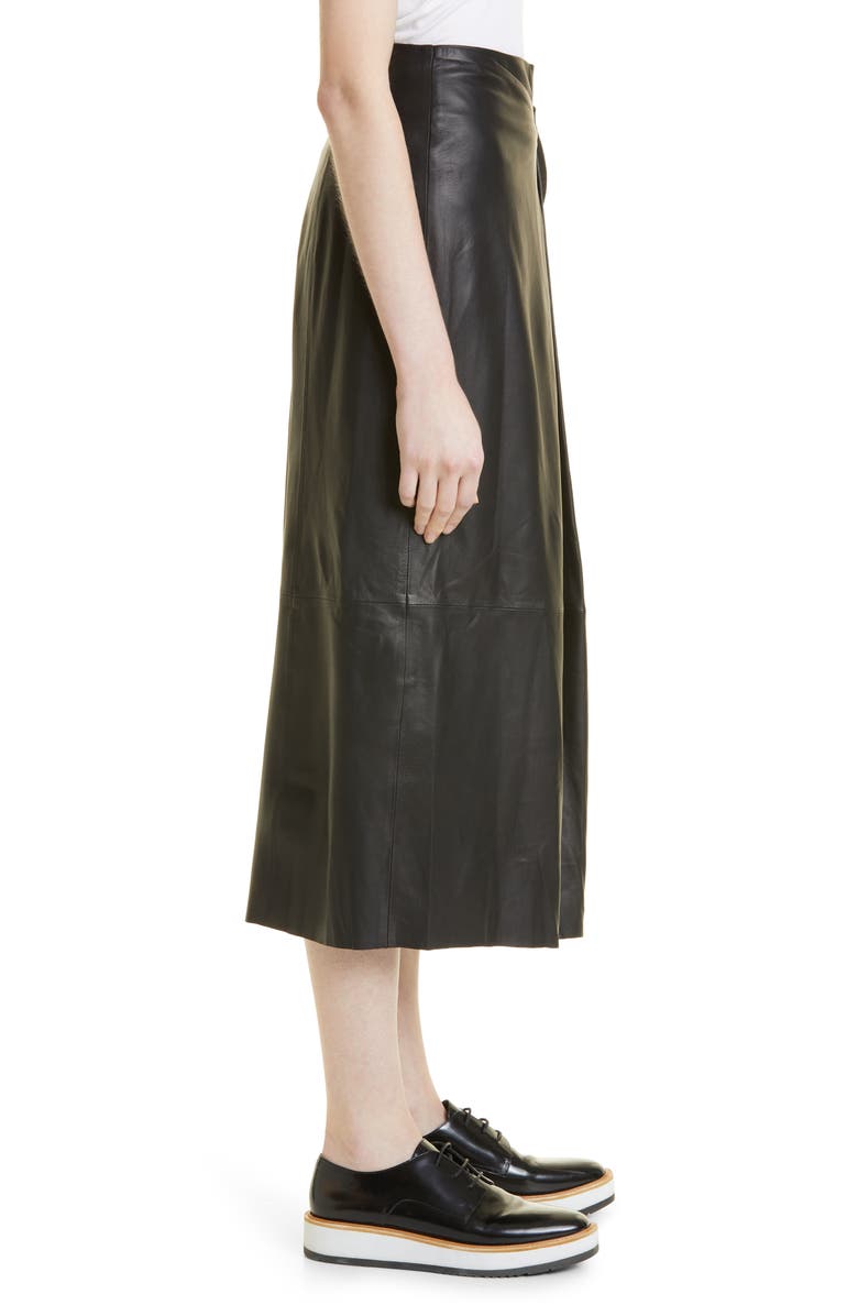 Vince Wavy Buckle Leather Midi Skirt, Alternate, color,