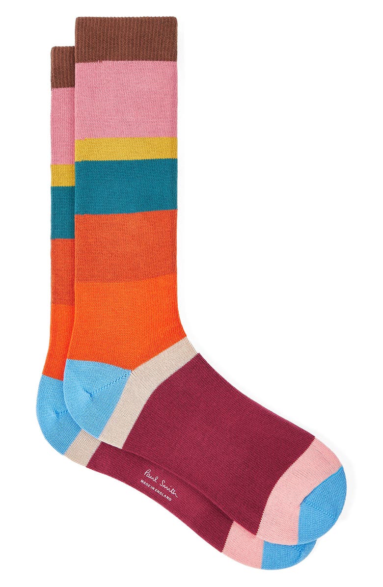 Paul Smith Colorblock Cotton Blend Dress Socks, Main, color, Multi Pink