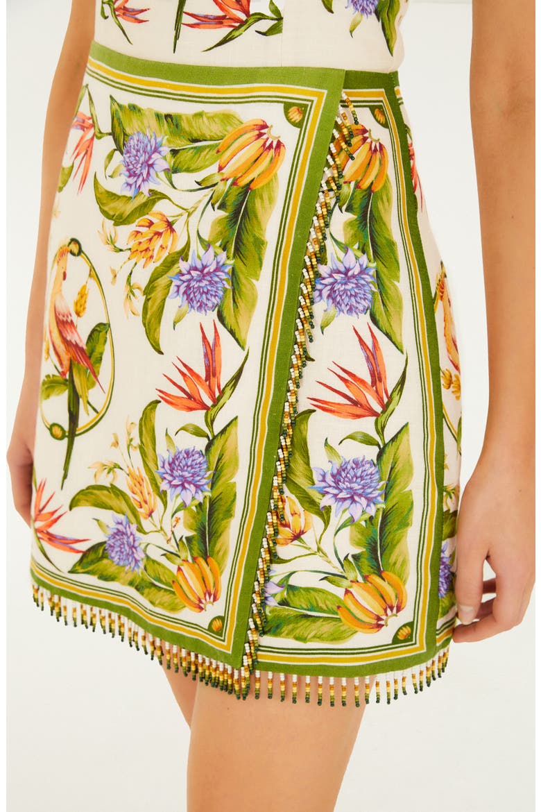 Tropical Scarf Print Linen Minidress, Alternate, color, SAND