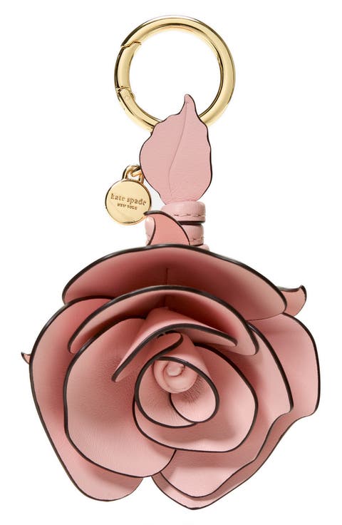 charming smooth leather flower key fob