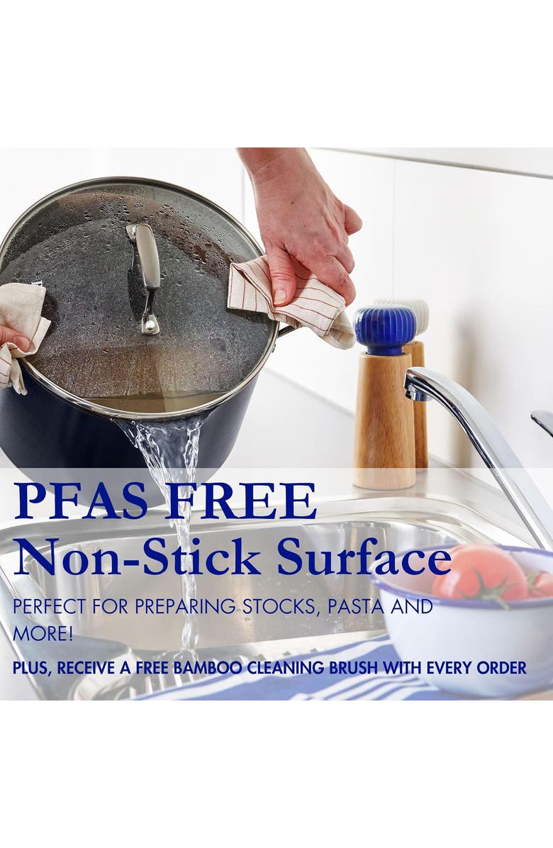 Blu. 8.5QT Stock Pot with Double Strainer Lid, Alternate, color, Black