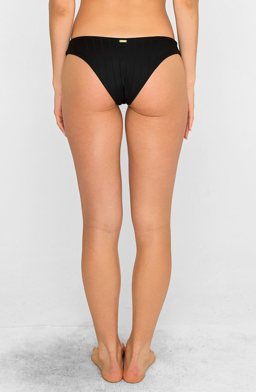 Shop Beach Bunny Swimwear Gloria Skimpy Bikini Bottom With Shiny Wide Rib In Black