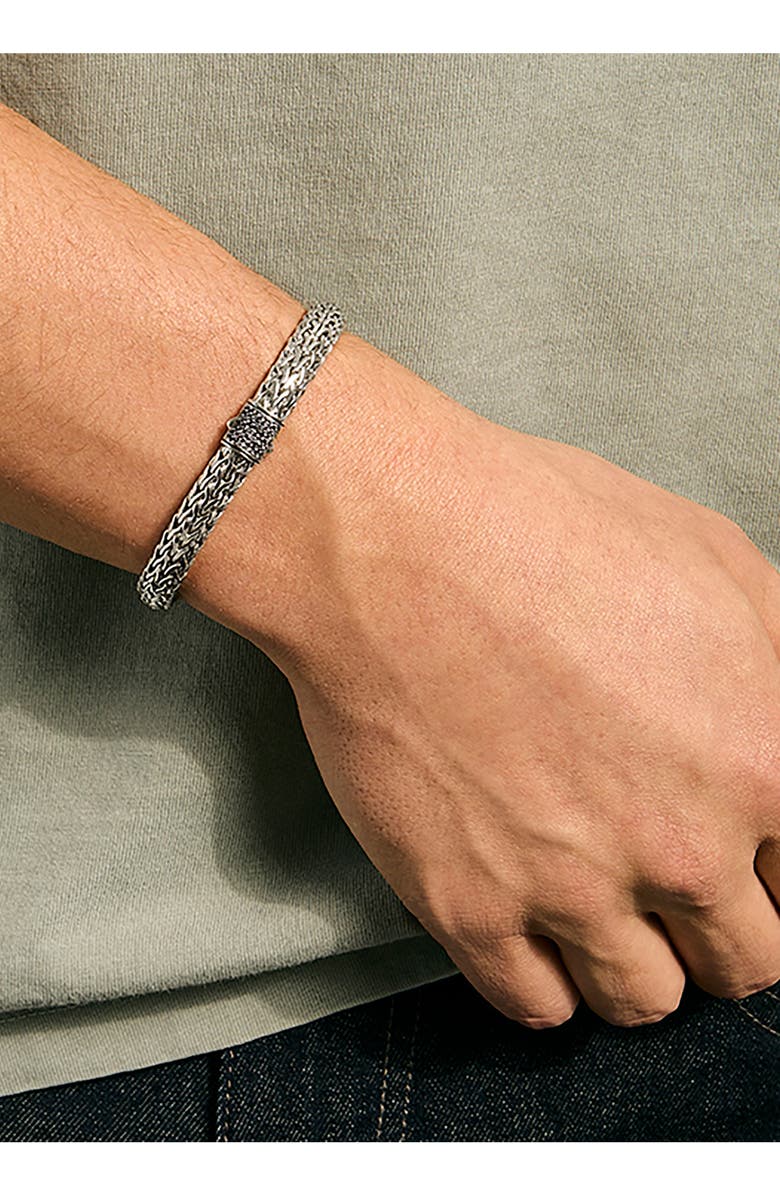 John Hardy Icon Bracelet, Sterling Silver, Pavé, 6.5mm, Alternate, color, Silver Black Stone
