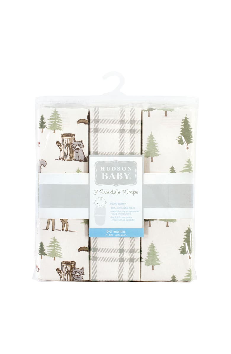 Hudson Baby Cotton Swaddle-Wrap, Alternate, color, Forest Animals