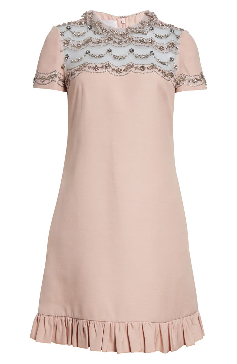 Valentino Garavani Embroidered Crepe Couture Shift Dress, Alternate, color, 