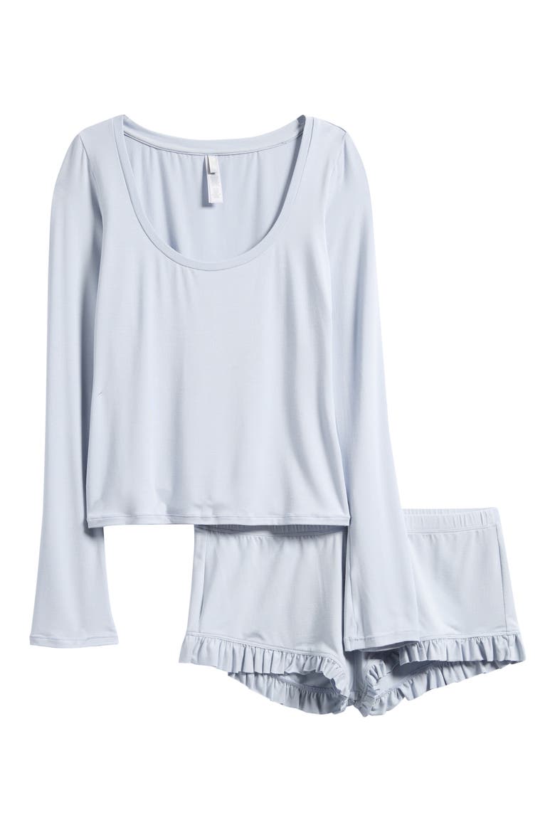 Scoop Neck Top & Shorts Pajamas, Alternate, color, ZEN BLUE