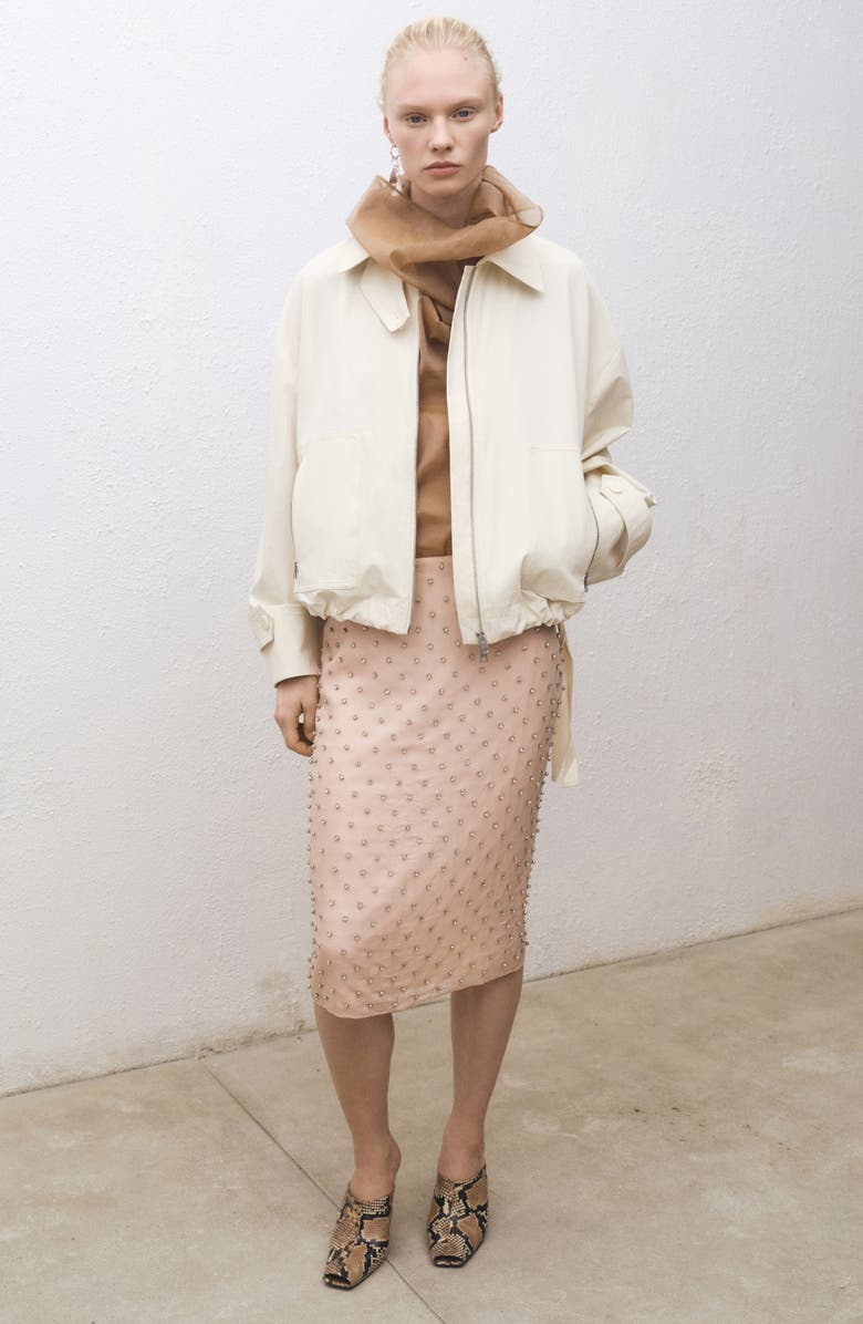 MANGO Crystal Embellished Midi Skirt, Alternate, color,