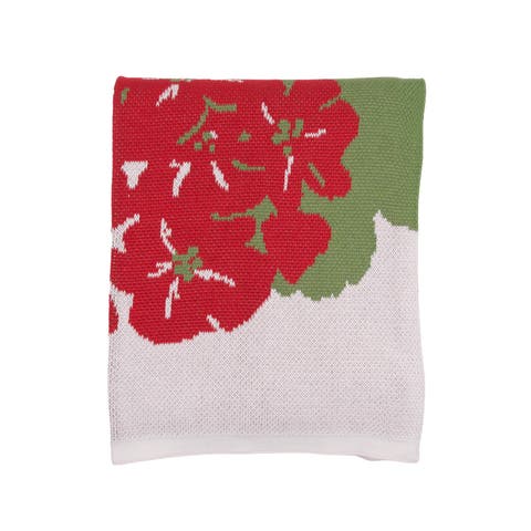 Red Geranium Indoor and Outdoor Knit Throw Blanket