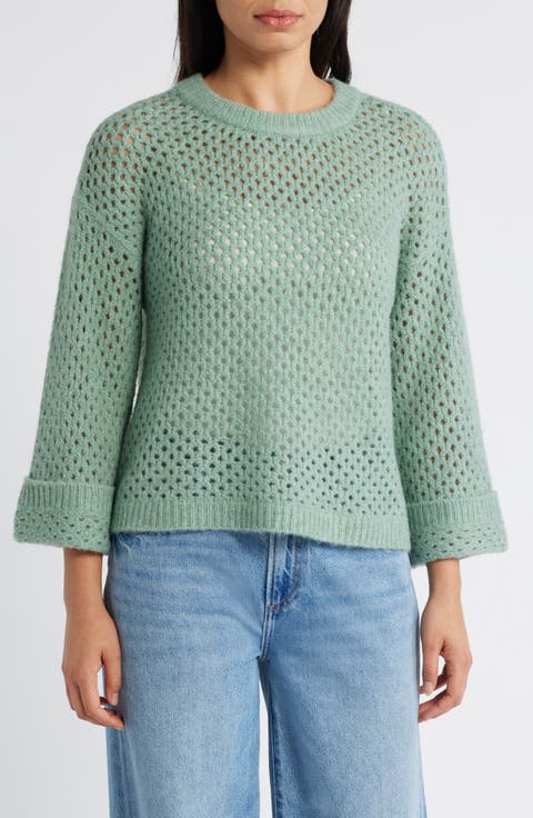Open Stitch Cuffed Sweater