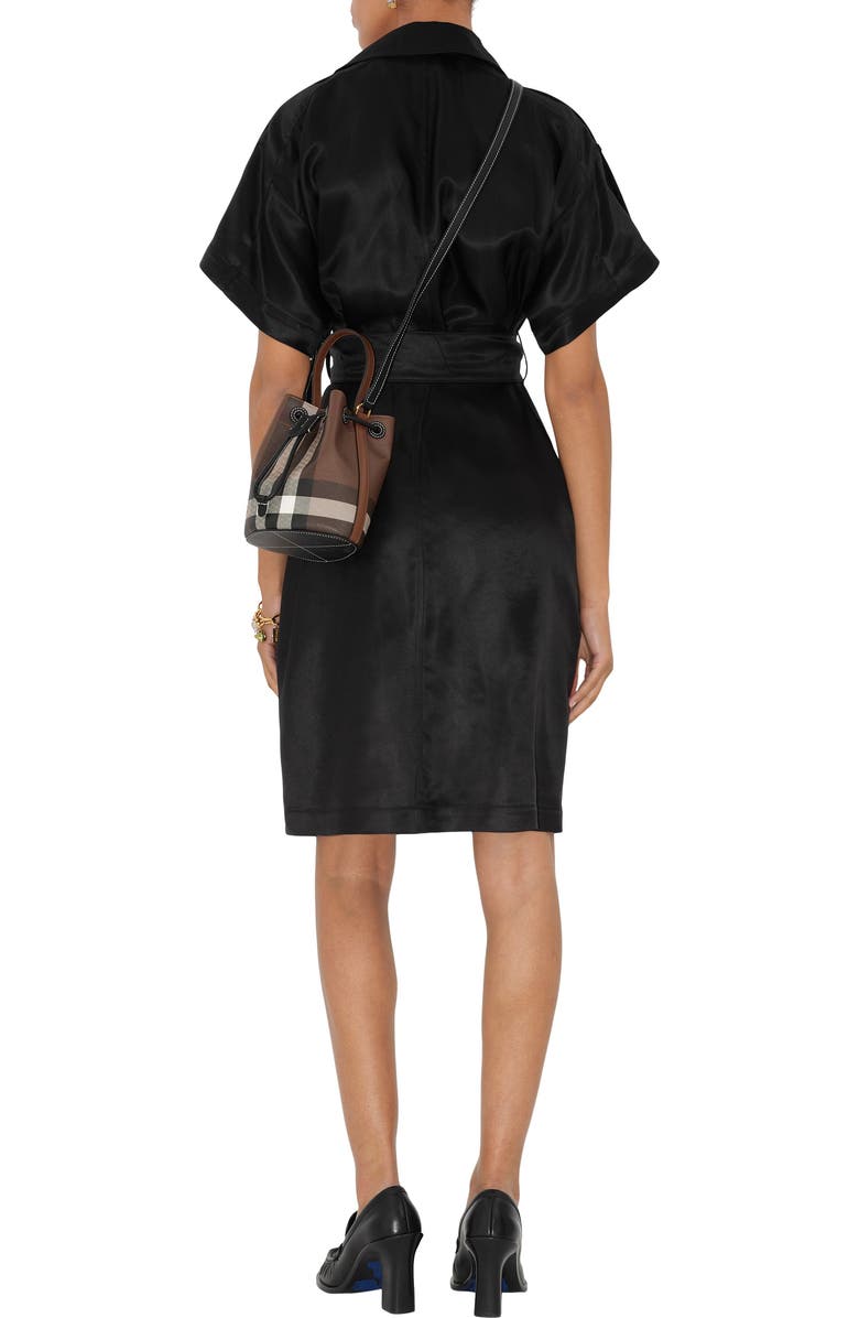 Burberry Mini Check Bucket Bag, Alternate, color, Dark Birch Brown