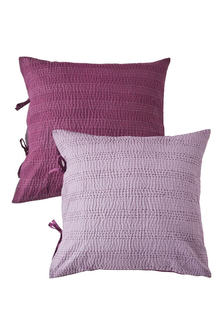 Kantha Set of 2 Reversible Cotton Shams, Main, color, FIG AND VIOLET