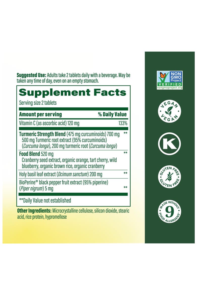 Whole Body Turmeric Curcumin Supplement with Black Pepper & Vitamin C, Vegan, 90 Tablets, Alternate, color, None