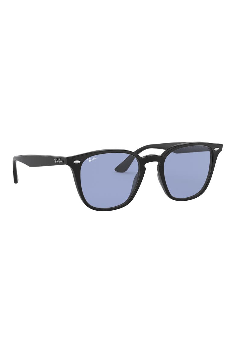 52mm Square Sunglasses, Alternate, color, BLACK / BLUE