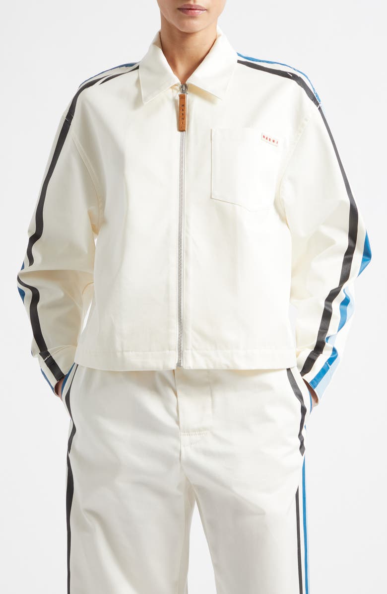 Marni Water Repellent Cotton Gabardine Shirt Jacket, Main, color, 00W01 Lily White
