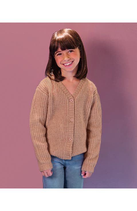 Girls Button Front Knit Cardigan