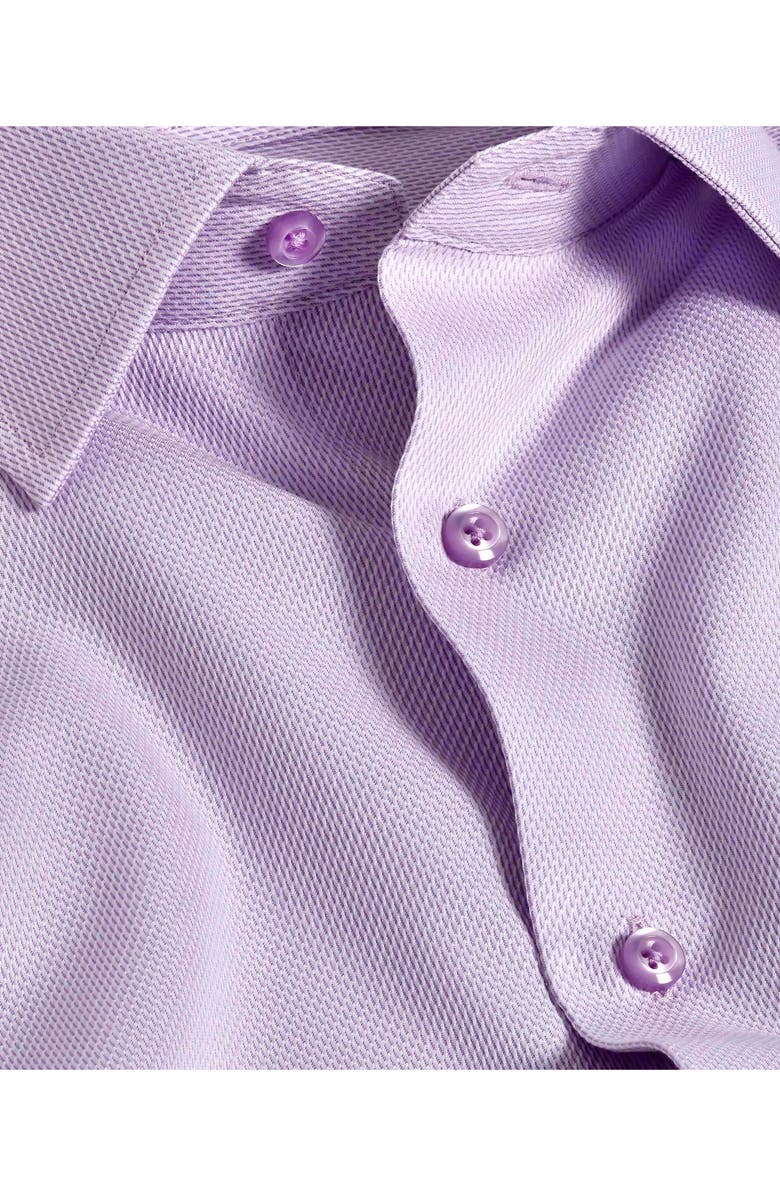 David Donahue Trim Fit Micro Dobby Cotton Dress Shirt, Alternate, color, White/ Lilac