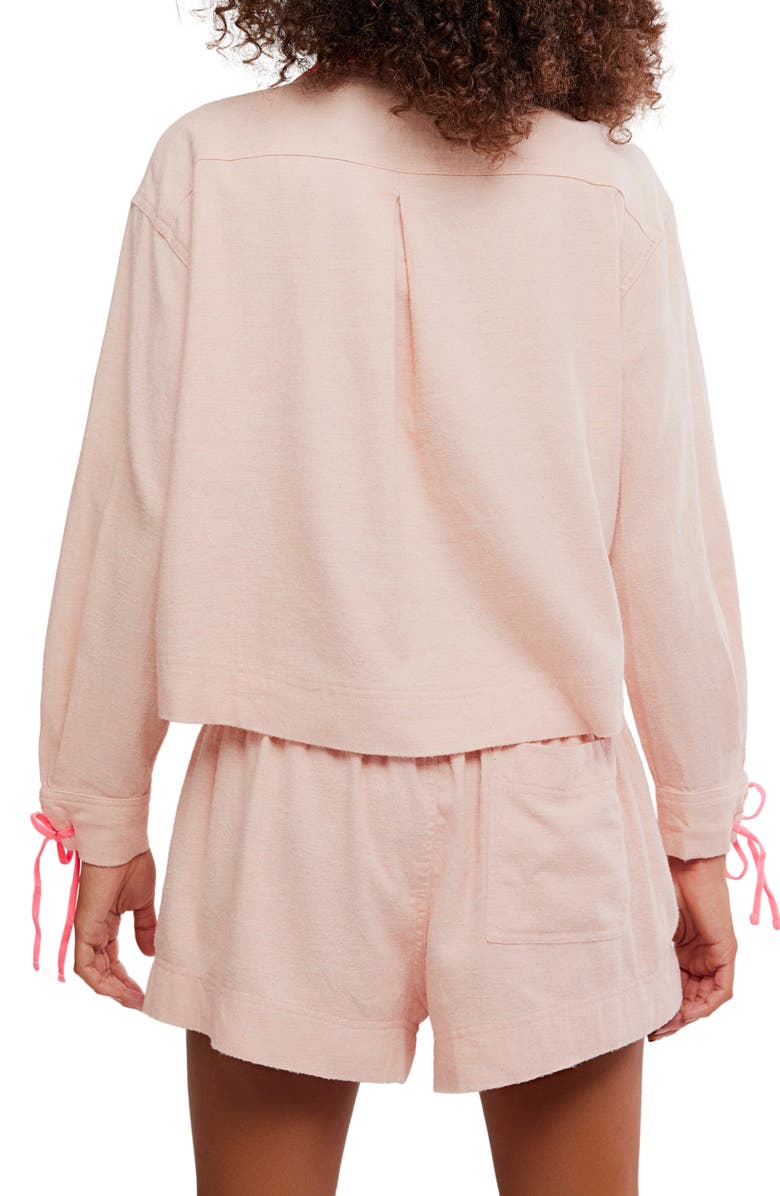 Free People Close to Home Cotton Flannel Short Pajamas, Alternate, color, Neon Peach