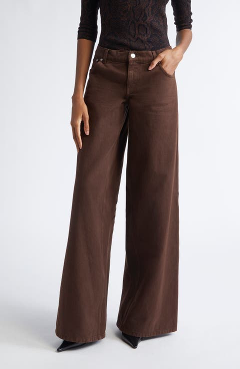 ボトムスその他 Stella McCartney Dark chocolate wide leg pants in wool STELLA MCCARTNEY + NET SUSTAIN stretch-wool twill wide-leg