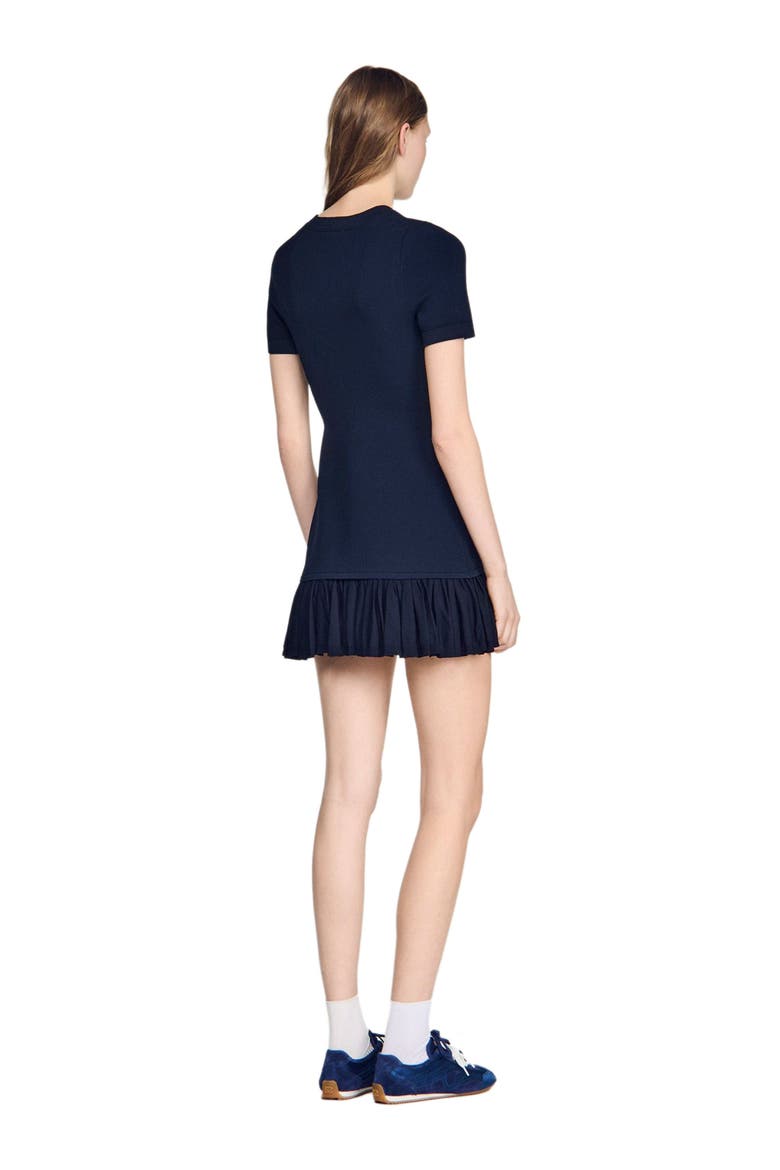 Short knit dress with ruffles, Alternate, color, Midnight blue
