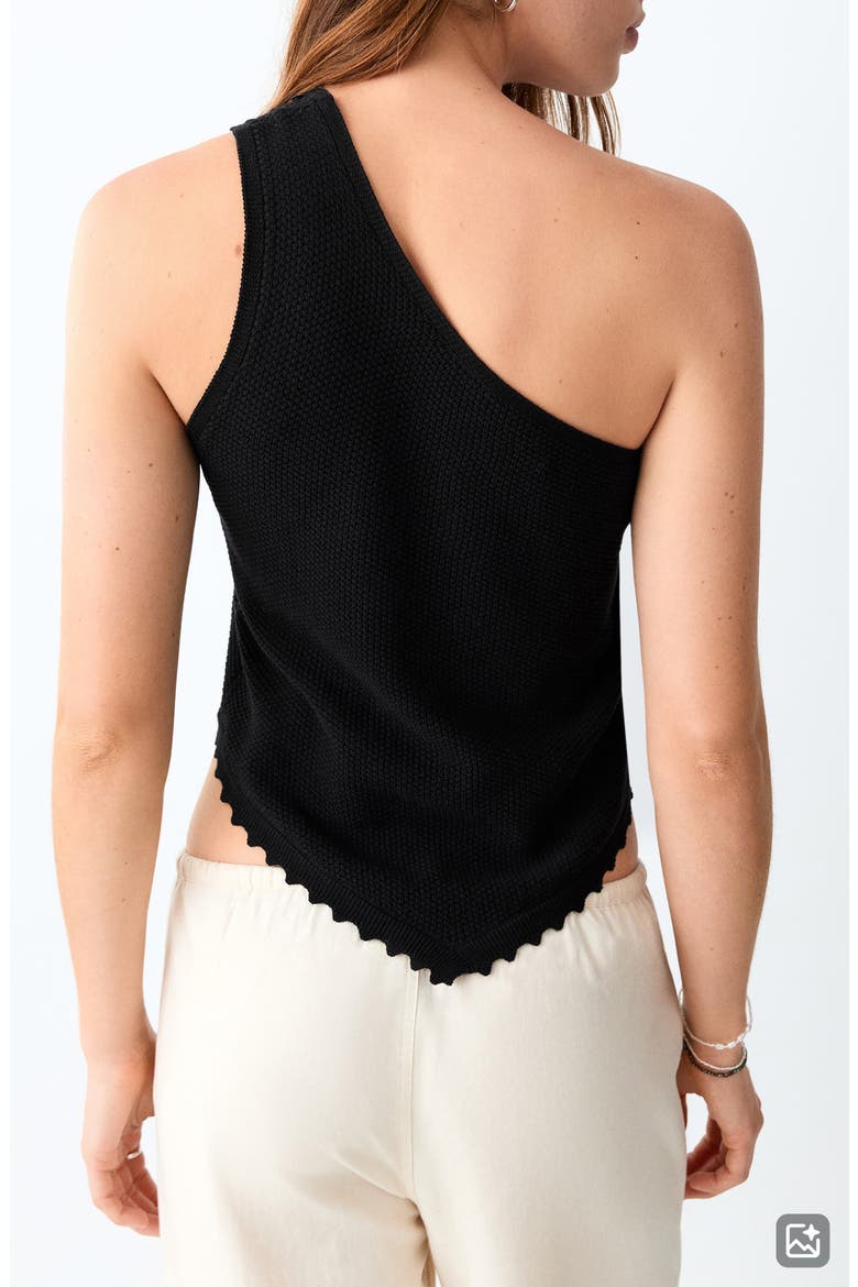 Asymmetrical Sequined Top, Alternate, color, BLACK