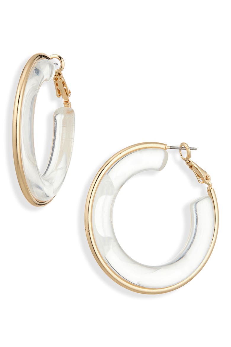 Acrylic Hoop Earrings, Main, color, CLEAR