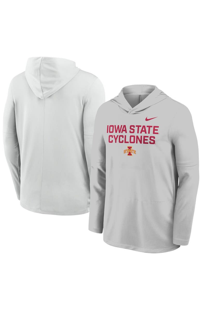 Nike Men's Nike Gray Iowa State Cyclones 2025 Sideline Dri-FIT Long Sleeve Hoodie T-Shirt, Main, color, 