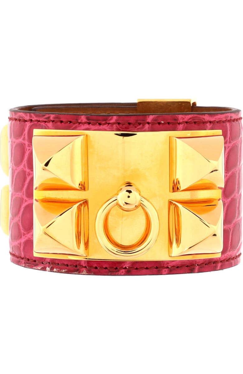 Pre-Owned Hermes Collier de Chien Bracelet Alligator, Main, color, Pink