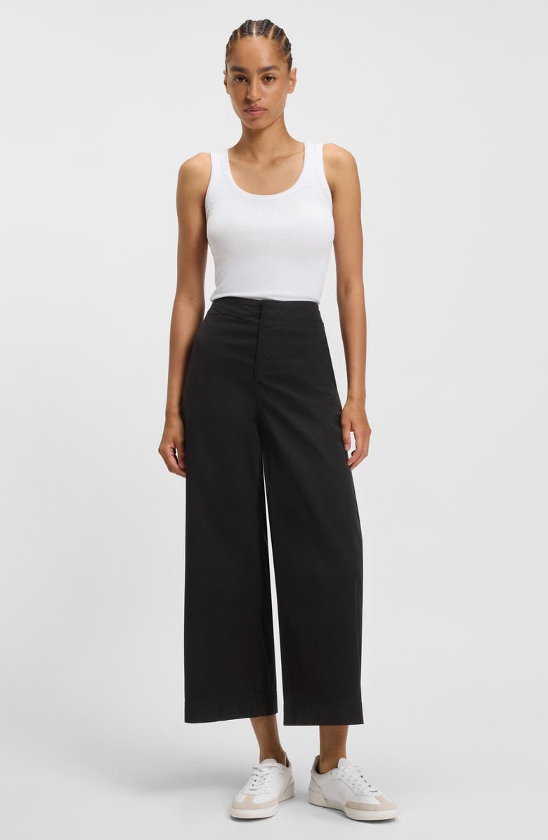 BOSS Orange Tahiana High Waist Wide Leg Pants, Alternate, color, Black