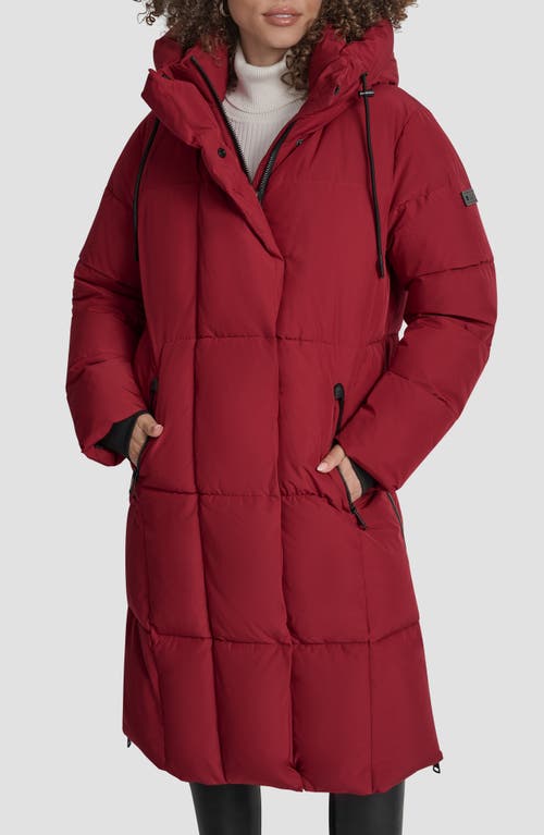Dkny Box Quilted Longline Puffer Coat In Red
