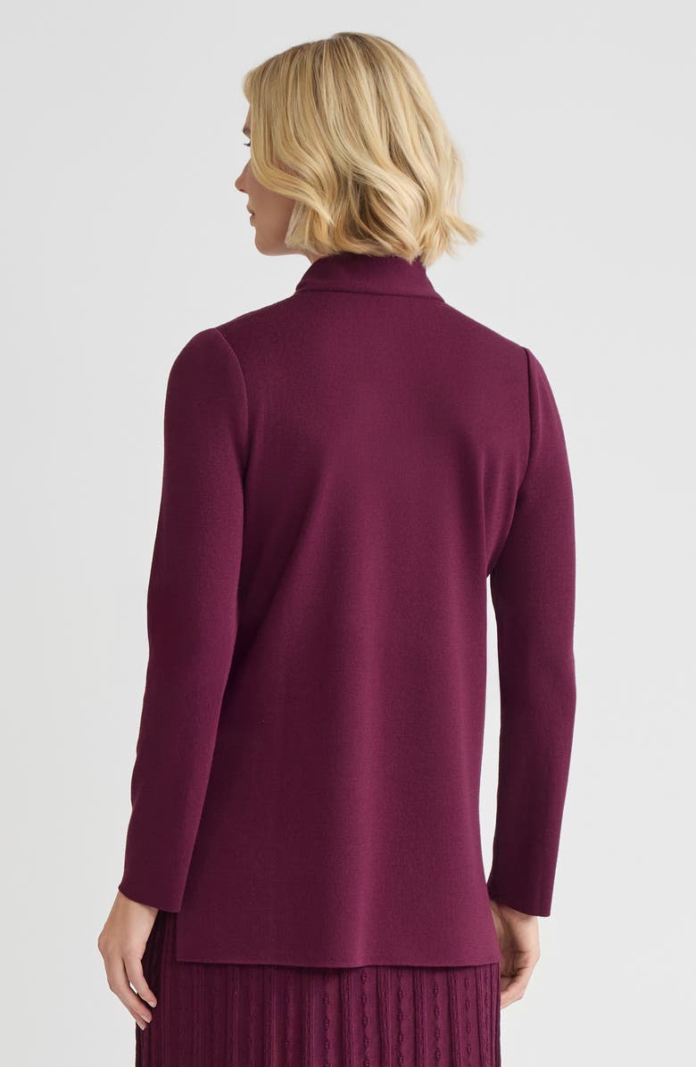 Ming Wang Tie-Neck Floral Jacquard Soft Knit Tunic, Alternate, color, Midnight Violet/Black