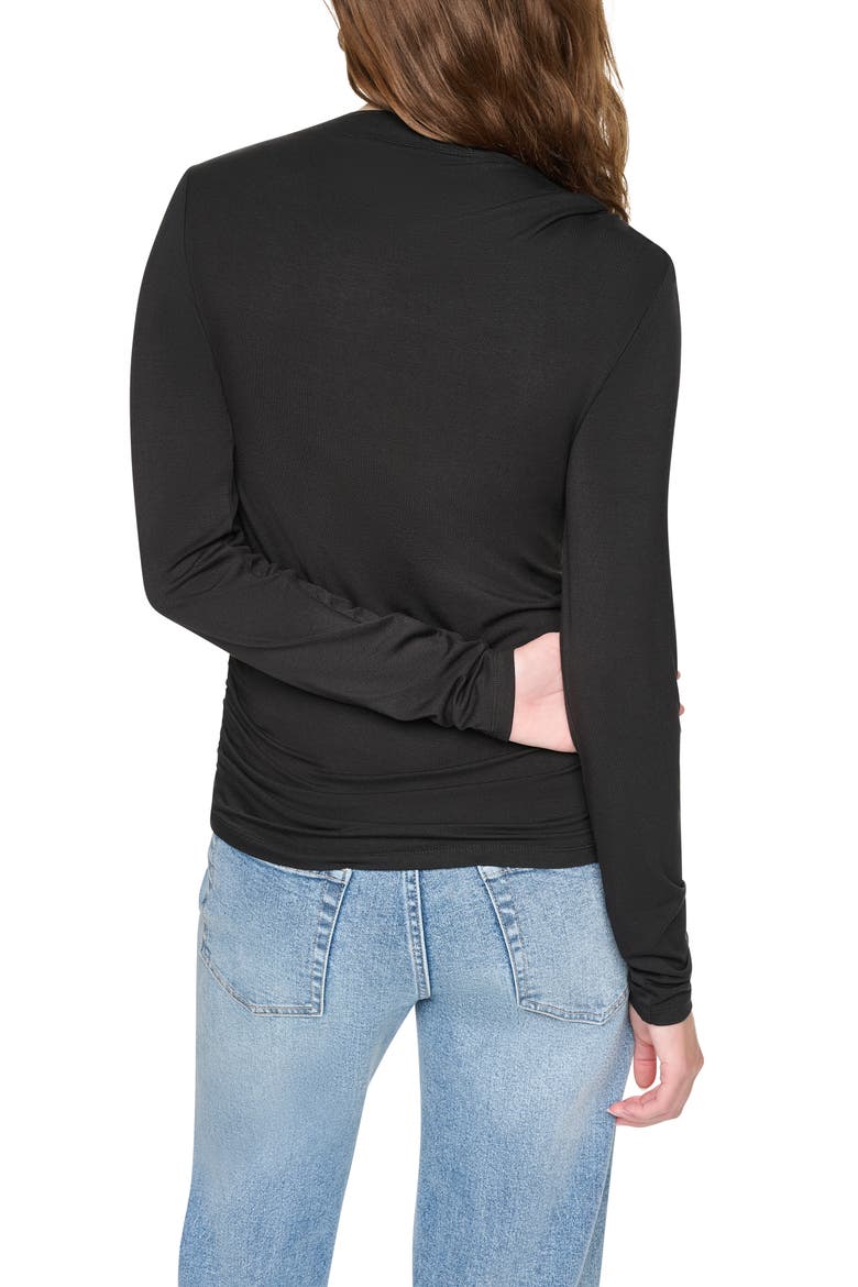 Ruched Long Sleeve Tee, Alternate, color, BLACK