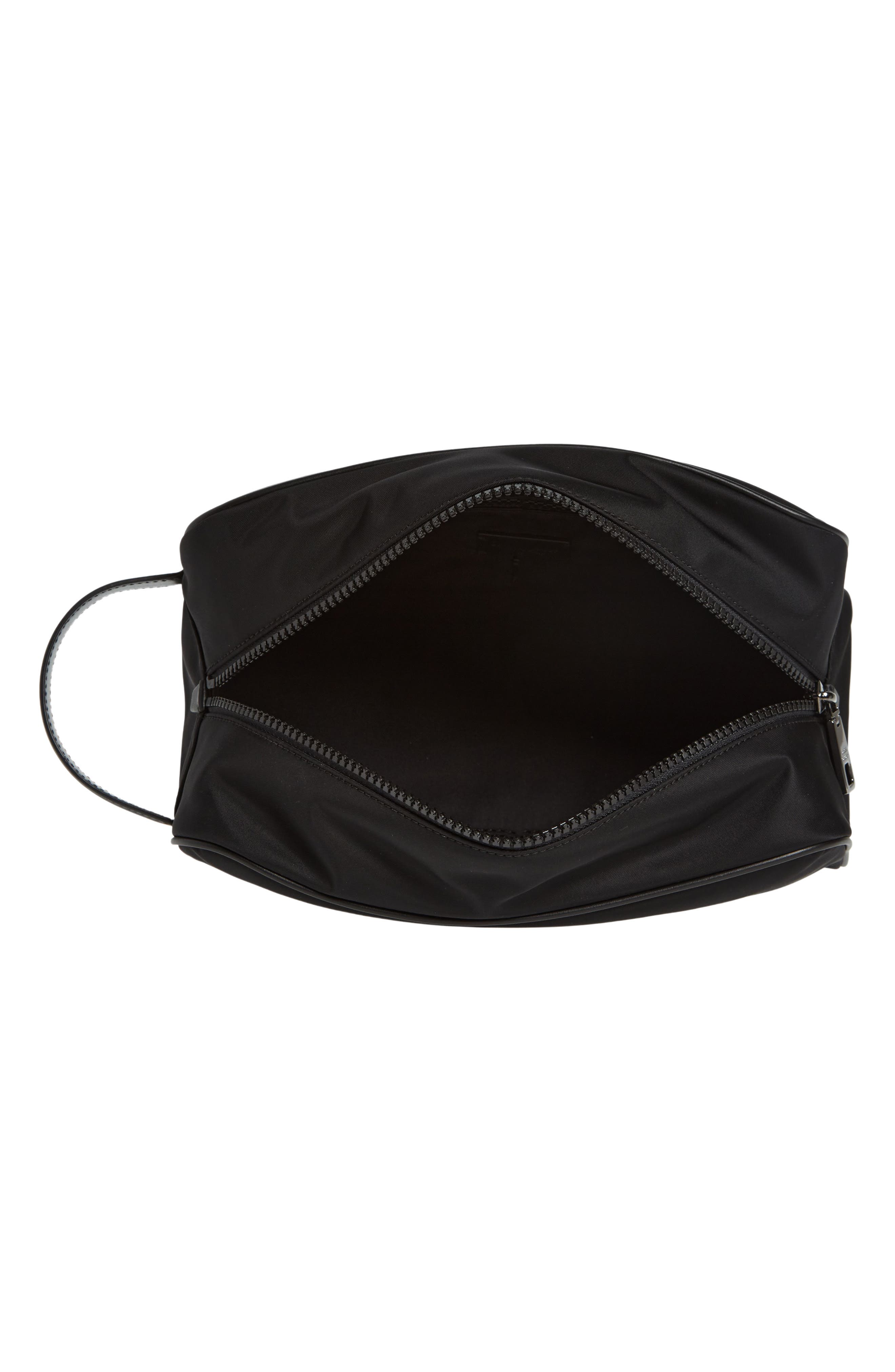 Dolce&Gabbana Rubberized Logo Nylon Blend Toiletry Bag, Alternate, color, Black/ Black