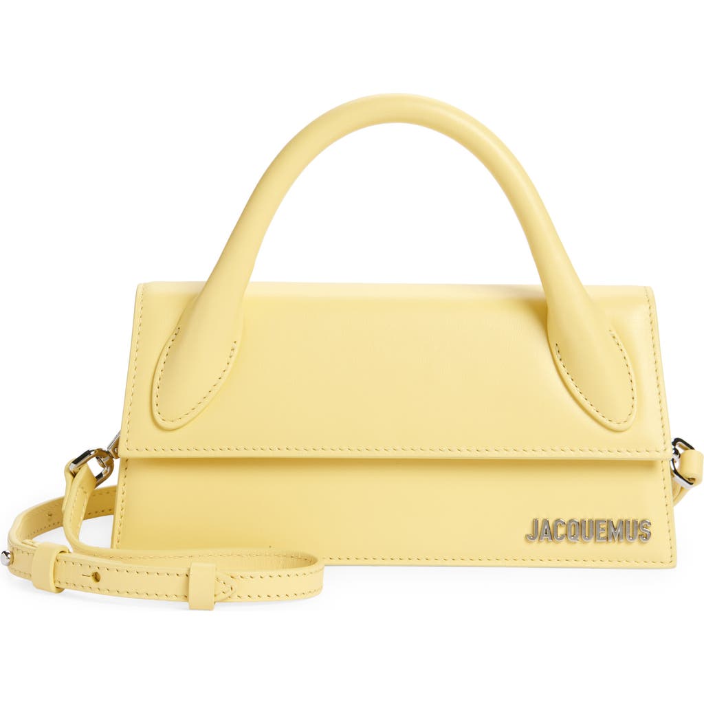 Jacquemus Le Chiquito Long Leather Top Handle Bag In Yellow