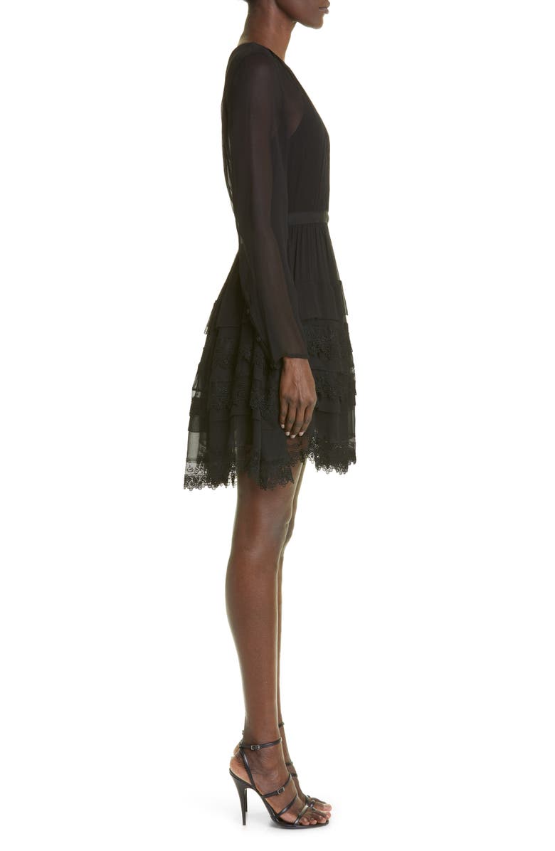 Jason Wu Collection Long Sleeve Tiered Silk Chiffon Dress, Alternate, color,