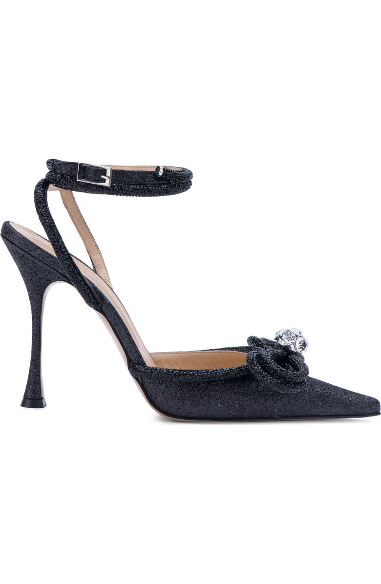 Mach & Mach Glitter Double Crystal Bow Pointed Toe Pump, Alternate, color,